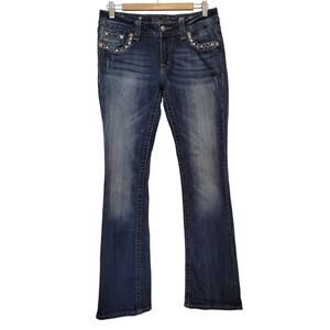 Miss Me Women’s Size 29 Bootcut Jeans Embellished Pockets Blue Denim Rhinestone